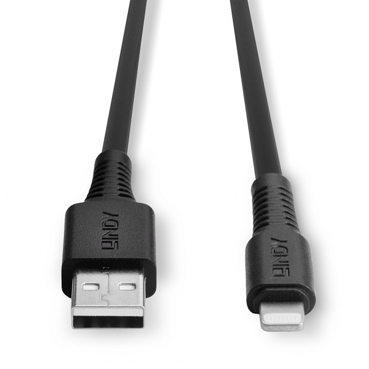 Imagine Cablu date si incarcare USB la Lightning MFI 0.5m Negru, Lindy L31319